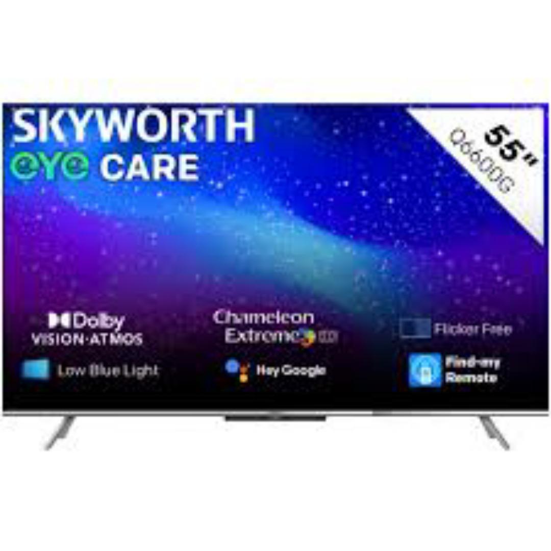 Skyworth 55Q6500G, 55-inches  4K UHD QLED TV Television Smart Ok Google TV Appstore Inbuilt Decoder,Netflix,Youtube,Prime Video,Bluetooth ENABLED Wi-Fi Enabled,Chrome i-cast Screen-1YEAR WARRANTY