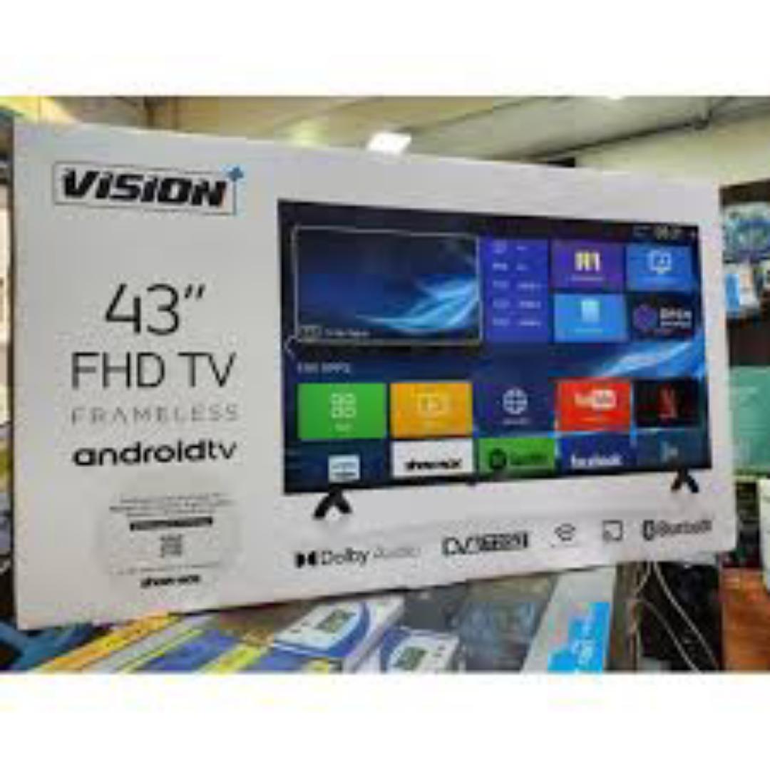 VISION PLUS 43 VP8843SF,43" INCH FRAMELESS FHD Smart Android TV BLUETOOTH,GOOGLE,NETFLIX,YOUTUBE Inbuilt Decoder Dolby Audio DVBT2+S2 WIFI