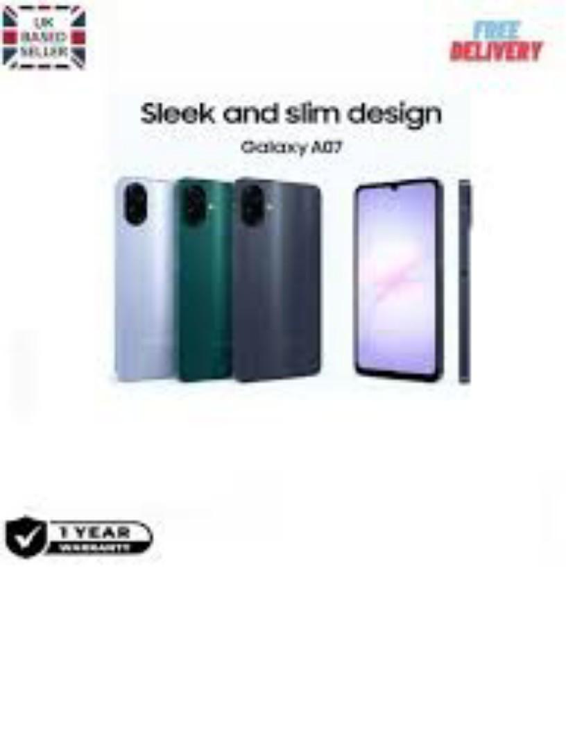 Samsung Galaxy A07 6.7" PLS LCD Screen, 4GB RAM+128GB ROM, 5000mAh Battery, 50MP Rear & 8MP Front Camera, Android 15, Dual SIM, Side Fingerprint -Smartphones