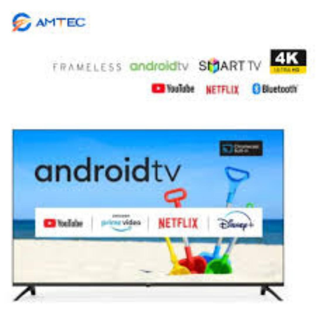 AMTEC 50" INCH 50Q6 SMART TV FRAMELESS 4K ULTRA HD WITH INBUILT DECODER, NETFLIX,YOUITUBE BLACK 1.5GB RAM,8GB ROM,2 USB,3 HDMI+FREE TV GUARD AND WALL BRACKET-1 YEAR WARRANTY
