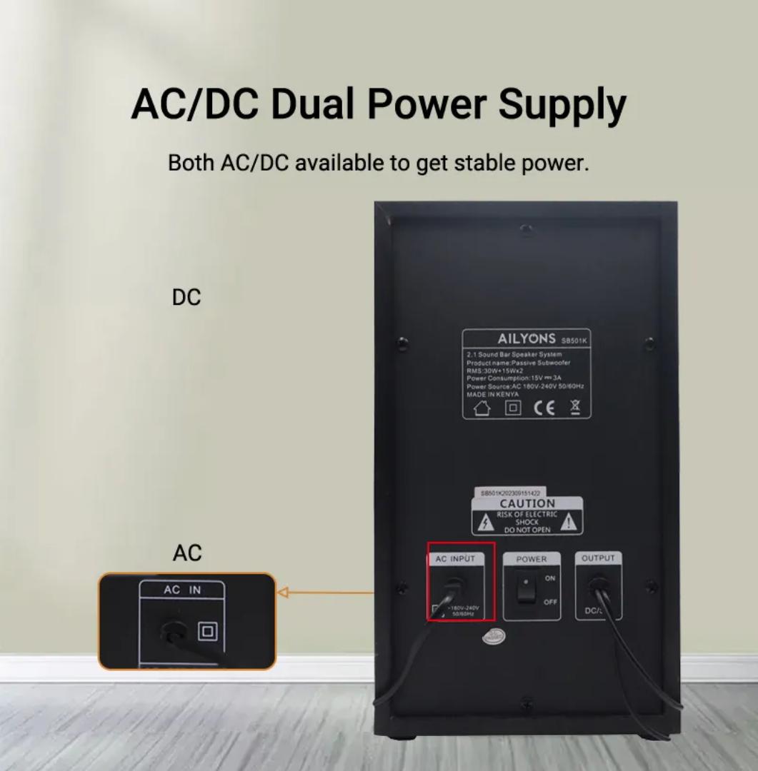 AILYONS SB501K 2.1CH Speaker System Woofer Sound Bar Subwoofer Soundbar Multimedia 18000W PMPO