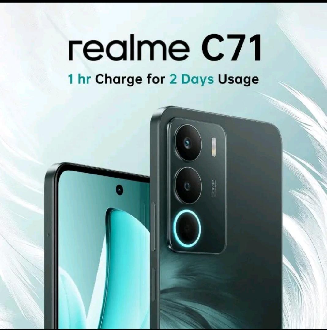 Realme C71 24(8+16)GB RAM + 256GB ROM 6.67" 120Hz 45W 6000mAh Large Battery 50MP AI Cam Dust Water Resistant Android 15 Type-C Dual Sim Side Fingerprint Smart Phones