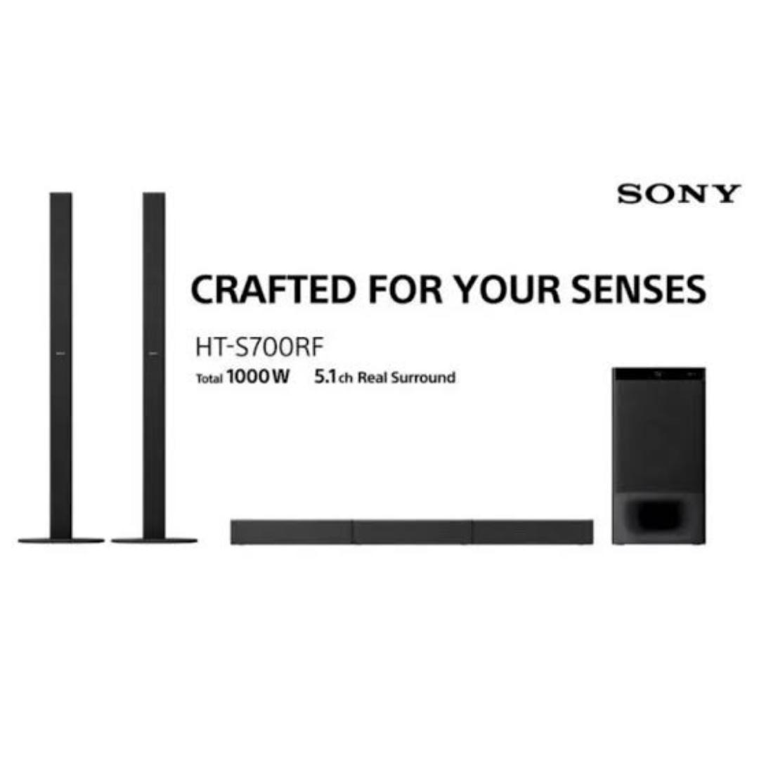 Sony HT-S700RF Real 5.1ch Dolby Audio Soundbar for TV with Tall boy Rear Speakers & Subwoofer, 5.1ch Home Theatre System (1000W, Bluetooth & USB Connectivity,HDMI & Optical Connectitvity)