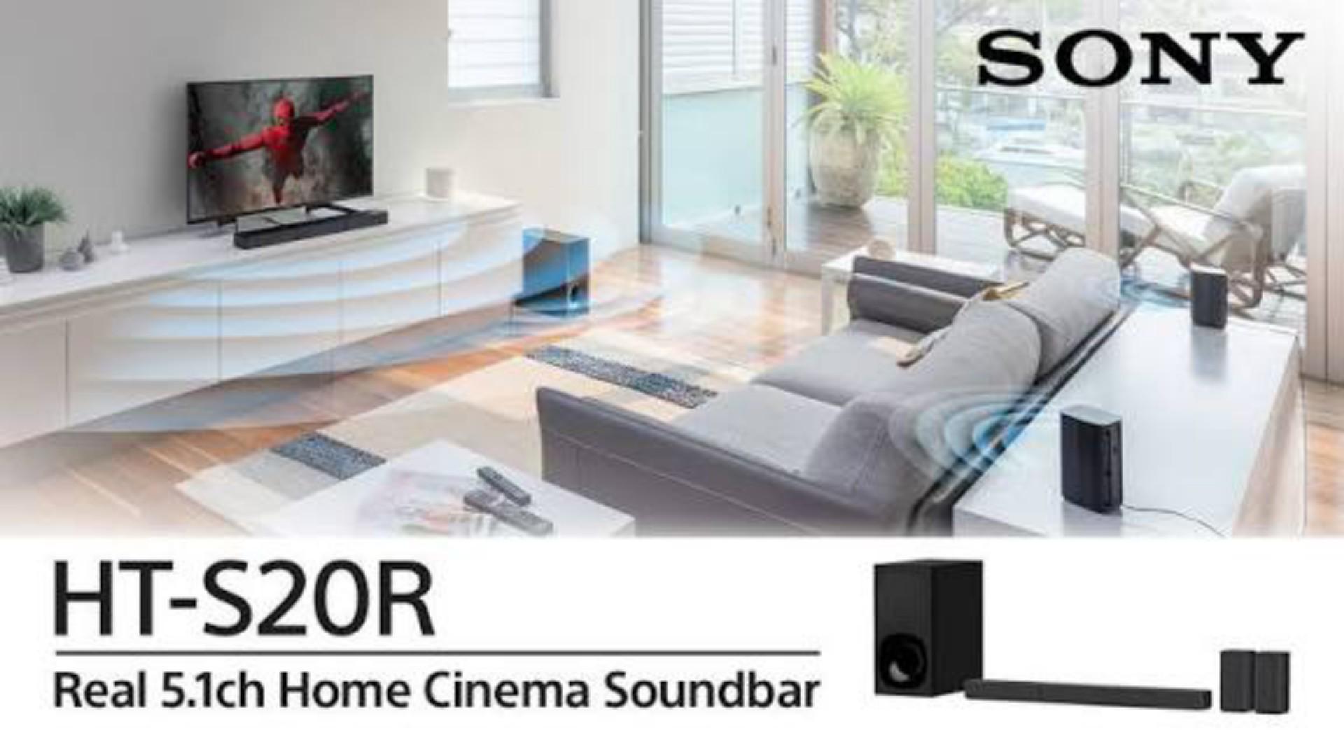 Sony HT-S20R Real 5.1ch Dolby Digital Soundbar for TV with subwoofer and Compact Rear Speakers, 5.1ch Home Theatre System (400W,Bluetooth & USB Connectivity, HDMI & Optical connectivity)