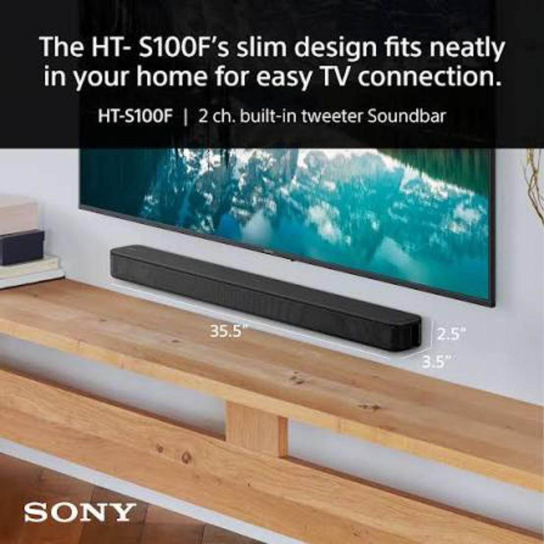 Sony HT-S100F 120W Wireless Single Soundbar with Bluetooth  Clear & Powerful Sound Easy Setup, Deep Bass, Immersive Experience-1 YEAR WARRANTY