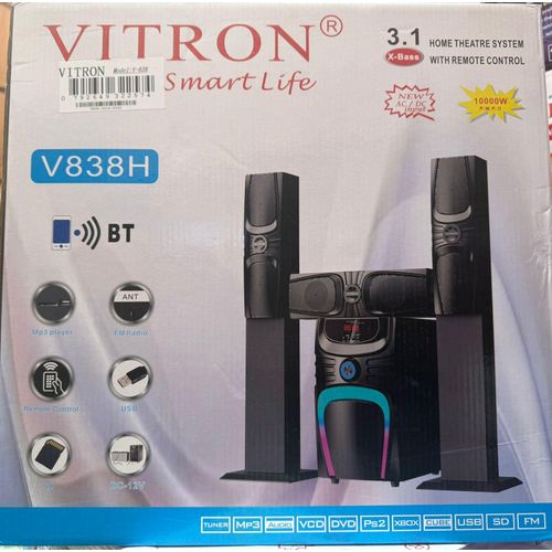 Vitron V838H 3.1CH Hi-Fi 10000W PMPO Woofer Multimedia Home Theatre Speaker System FM Bluetooth Deep Bass Tall Boy subwoofer speaker system-1 year warranty