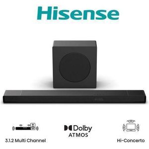 HISENSE AX3120Q 3.1.2 CH  DOLBY ATMOS SOUNBAR WITH  WIRELESS SUBWOOFER ,HIGH -PERFORMANCE AUDIO SYSTEM THAT DELIVERS UPTO  440W OF TOTAL OUTPUT POWER -1 YEAR WARRANTY