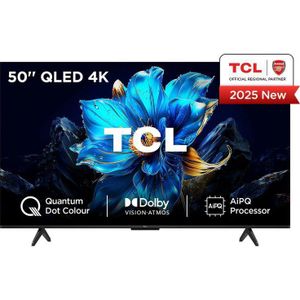 TCL 50 Inch 50T6C  QLED 4K HDR Smart TV with Dolby Vision and Atmos, HDR10+, Press and Ask Alexa (2025)-1 Year Warranty