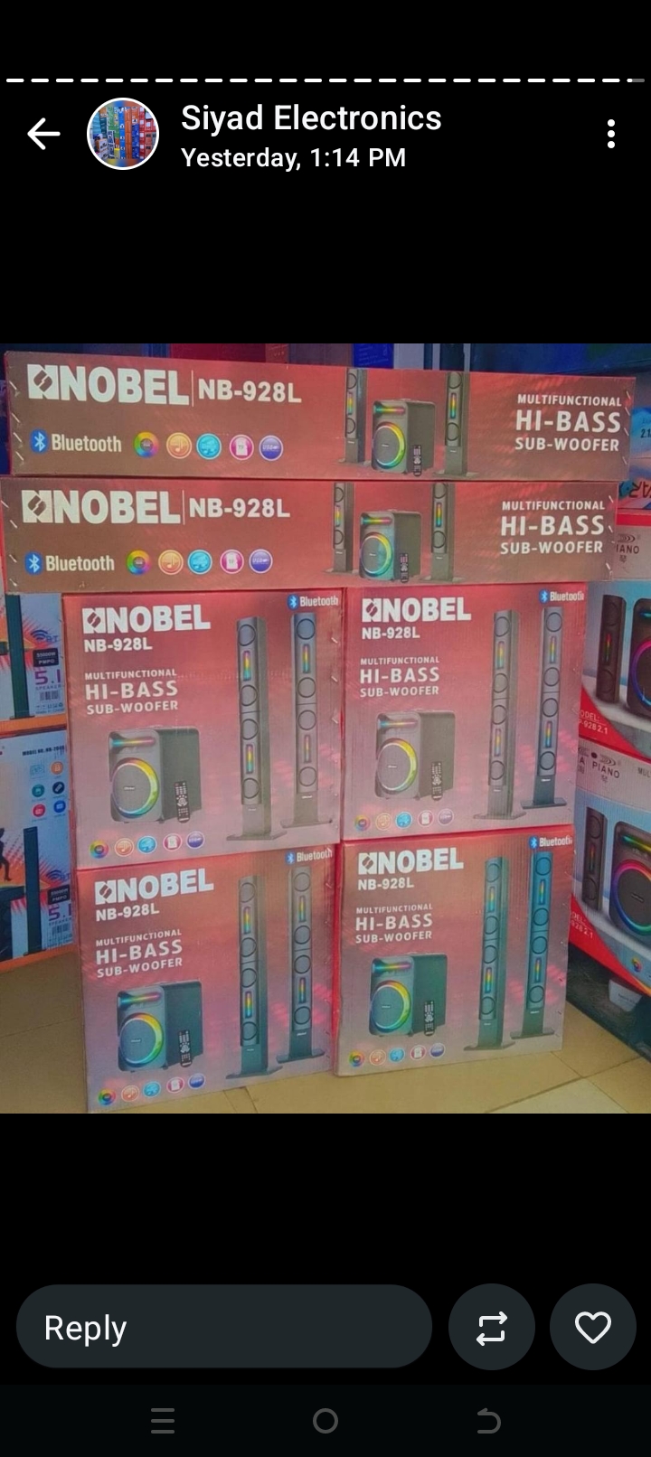Nobel NB-928L Hi-Fi Tall Boy Woofer System, Bluetooth Subwoofer 5.1 Channel, Powerful Bass, USB/SD/FM Radio, Remote Control Home-1 year warranty