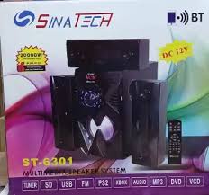 ST-6301 3.1CH 20000W PMPO SUBWOOFER SPEAKER SYSTEM BLUETOOTH/FM/SB/USB - BLACK