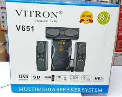 VITRON V651 3.1 CH MULTIMEDIA SPEAKER SYSTEM - Remote, 8000w P.M.P.O, Bluetooth, Aux/Digital FM ready, USB Support, SD.