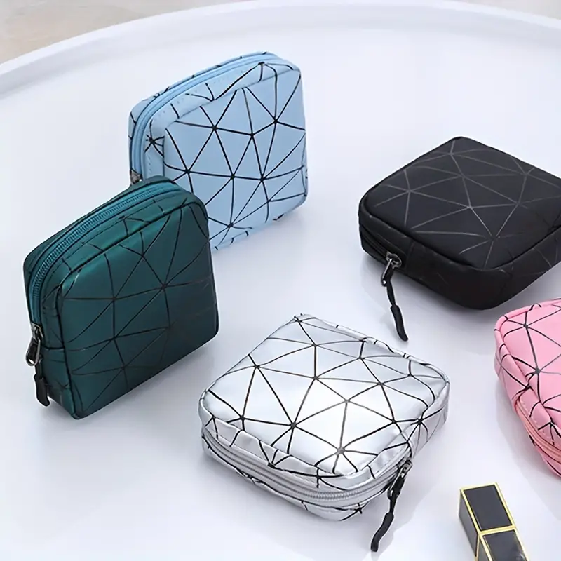 Women High Quality Custom PU Leather Portable Sanitary Napkin Tampon Pads Pouch Mini Cosmetic Makeup Bag Lipstick Case Storage Reusable Compact Organizer Multifunctional Waterproof Bag