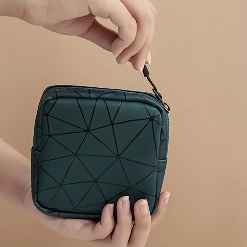 Women High Quality Custom PU Leather Portable Sanitary Napkin Tampon Pads Pouch Mini Cosmetic Makeup Bag Lipstick Case Storage Reusable Compact Organizer Multifunctional Waterproof Bag