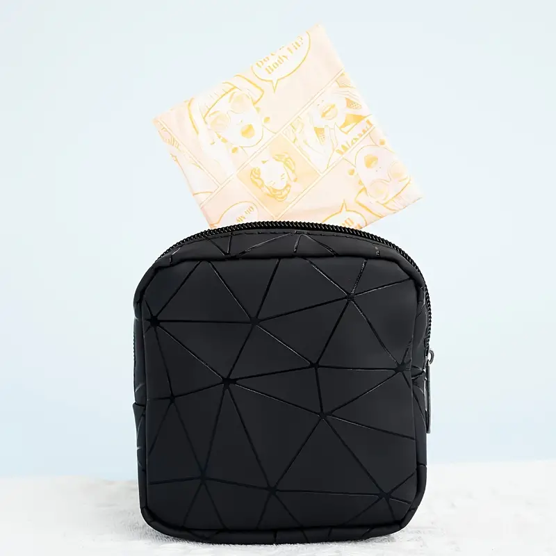 Women High Quality Custom PU Leather Portable Sanitary Napkin Tampon Pads Pouch Mini Cosmetic Makeup Bag Lipstick Case Storage Reusable Compact Organizer Multifunctional Waterproof Bag