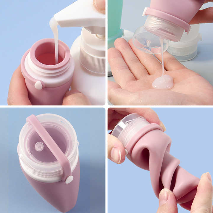 3pcs LeakProof Refillable Travel Bottles Silicone Portable Squeezable Toiletry Containers for Shampoo Lotion Cream Hand Sanitizer Shower gel skin care BottleTravel Essentials Empty Bottles Storage Set