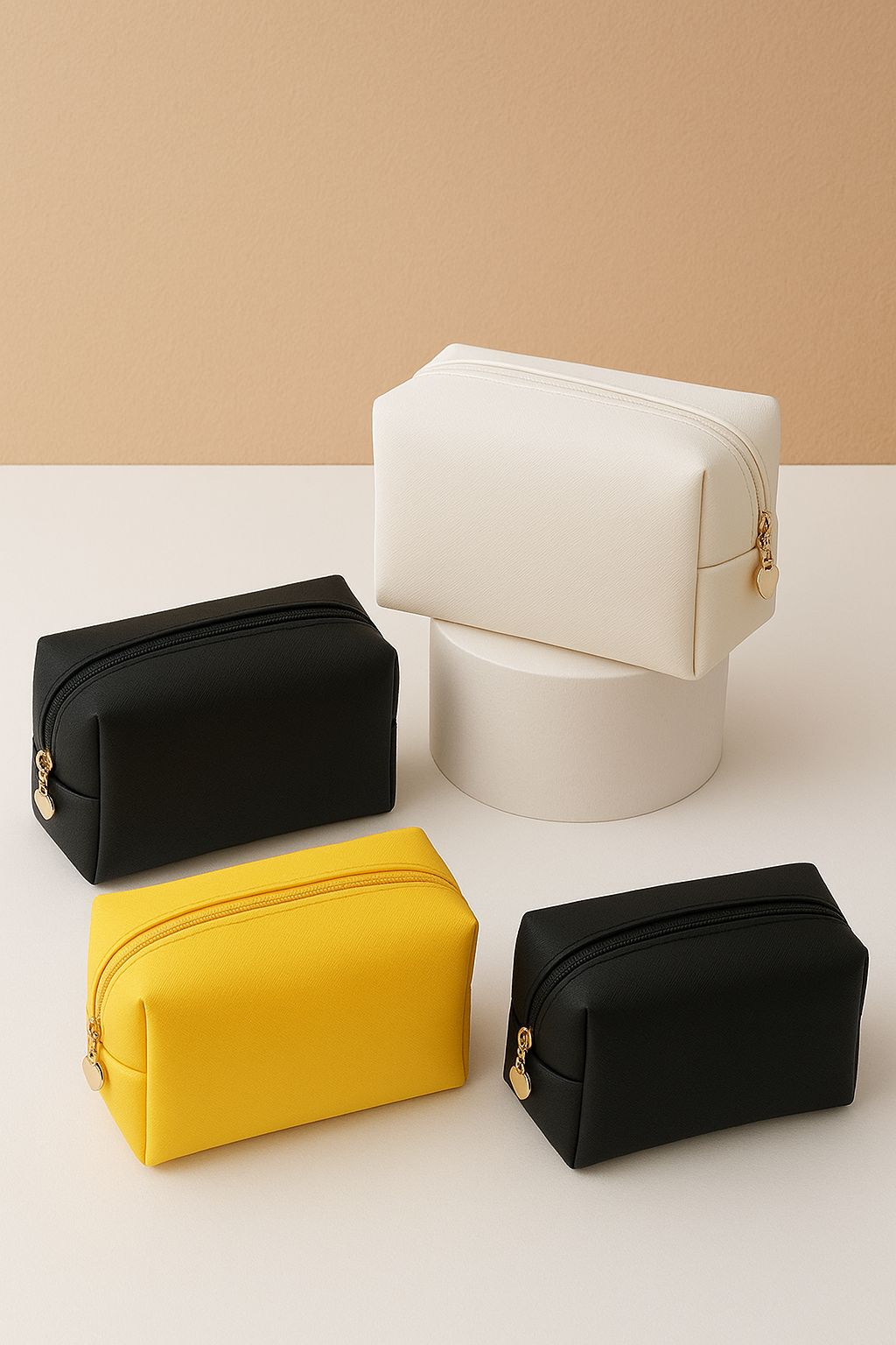 Women Travel Makeup Bags PU Leather Portable Large-Capacity Pouch Waterproof Bathroom Washbag Multifunctional Toiletry Kit Box Organizer Purse Cosmetic Skincare Pads Bag Storage Handbag for Girls