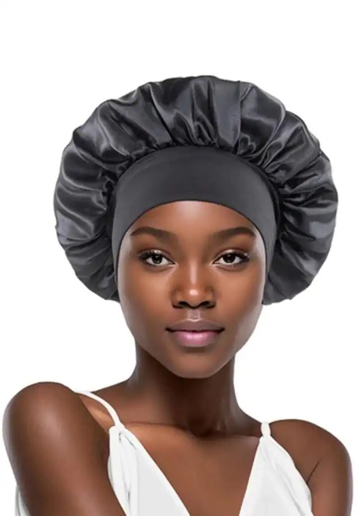 Satin Headscarf Hat Sleeping Bonnet Curly Hair Wrap Silk Cap Fashion Wide Soft Elastic Springy Band Head Scarf Headwear Pure Color Night Sleep Hat Nightcap Head Cover