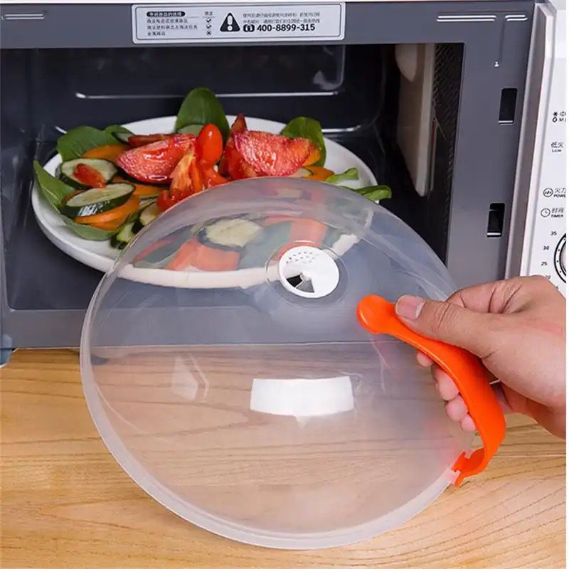 Microwave food cover with handle- washable transparent-Heat resistance and dishwasher safe,fiits all plate sizes