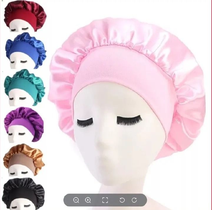 Satin Headscarf Hat Sleeping Bonnet Curly Hair Wrap Silk Cap Fashion Wide Soft Elastic Springy Band Head Scarf Headwear Pure Color Night Sleep Hat Nightcap Head Cover