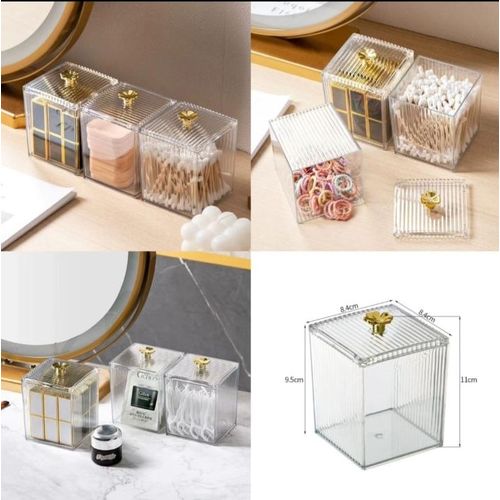 Multipurpose Acrylic Holder /Dispenser for Cotton Swabs , Makeup Storage Organizer