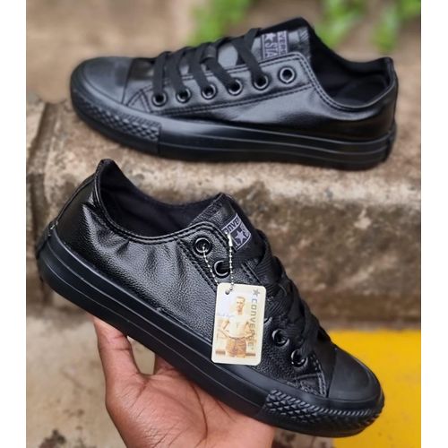 ALL STAR LEATHER CONVERSE RUBBERS BLACK.