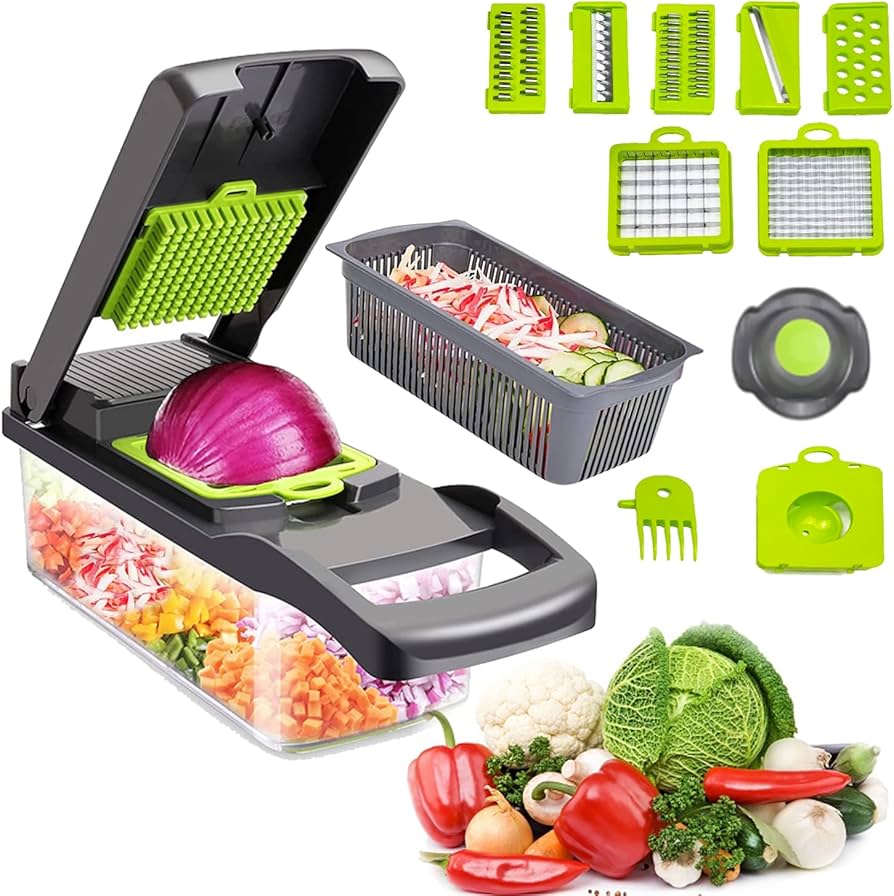 14-Piece Vegetable Slicer 8-interchangeable-blade Chopper, Dicer, And Grater