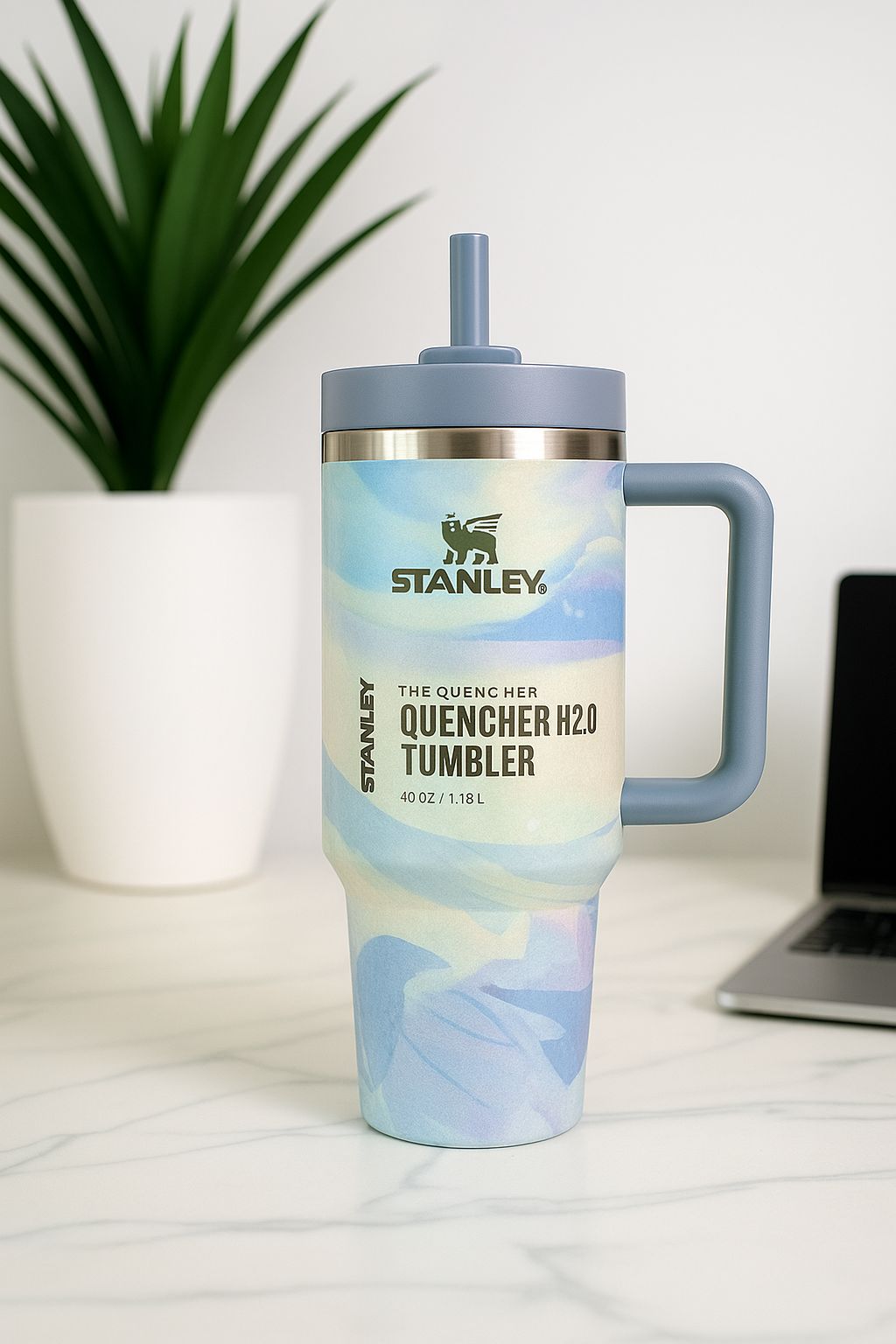 Stanley cup, marble, Quencher H2.0 Tumbler Cup – 40oz Stainless Steel Insulated Travel Mug with Handle & Straw – Hot & Cold Drinks