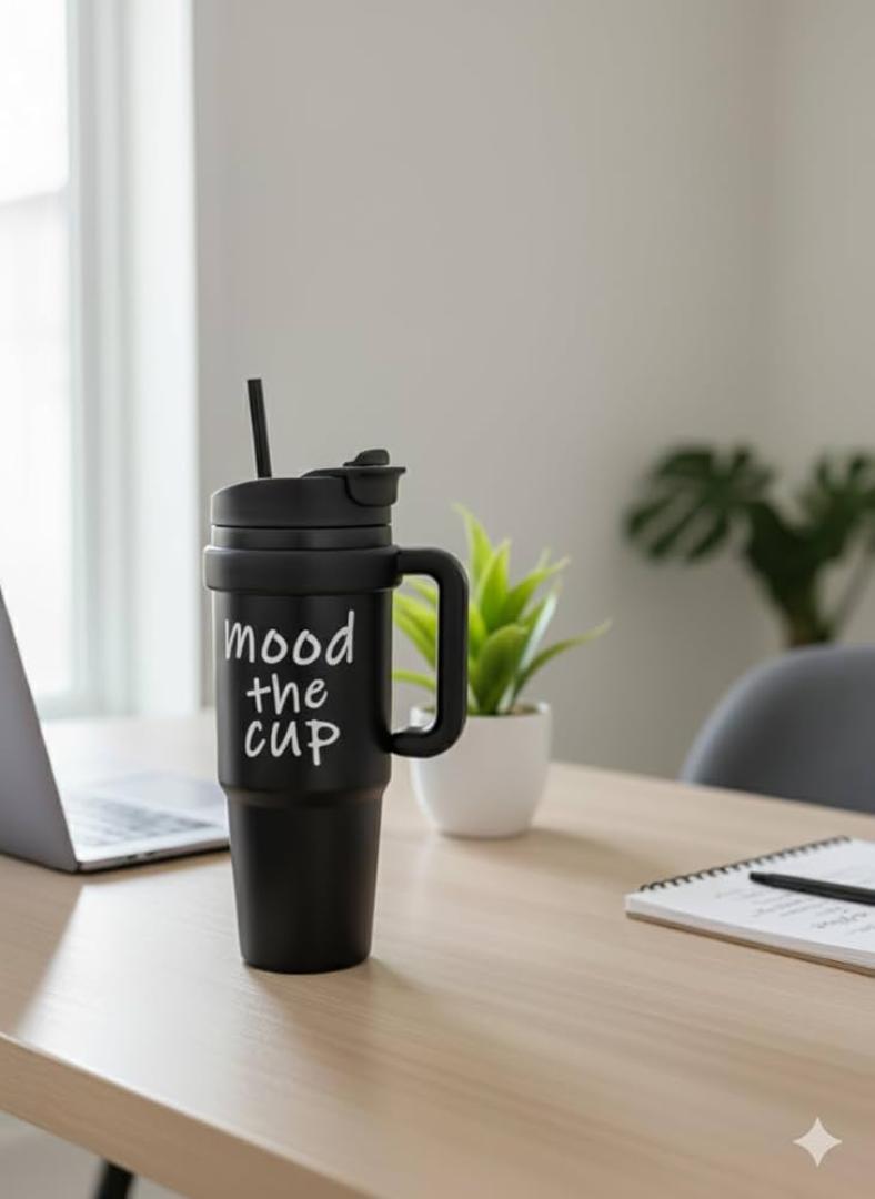 Stanley cup, MOOD Cup Tumbler – Stainless Steel Insulated Water Bottle | Keeps Drinks Hot & Cold for 12 Hours | Leakproof Travel Mug