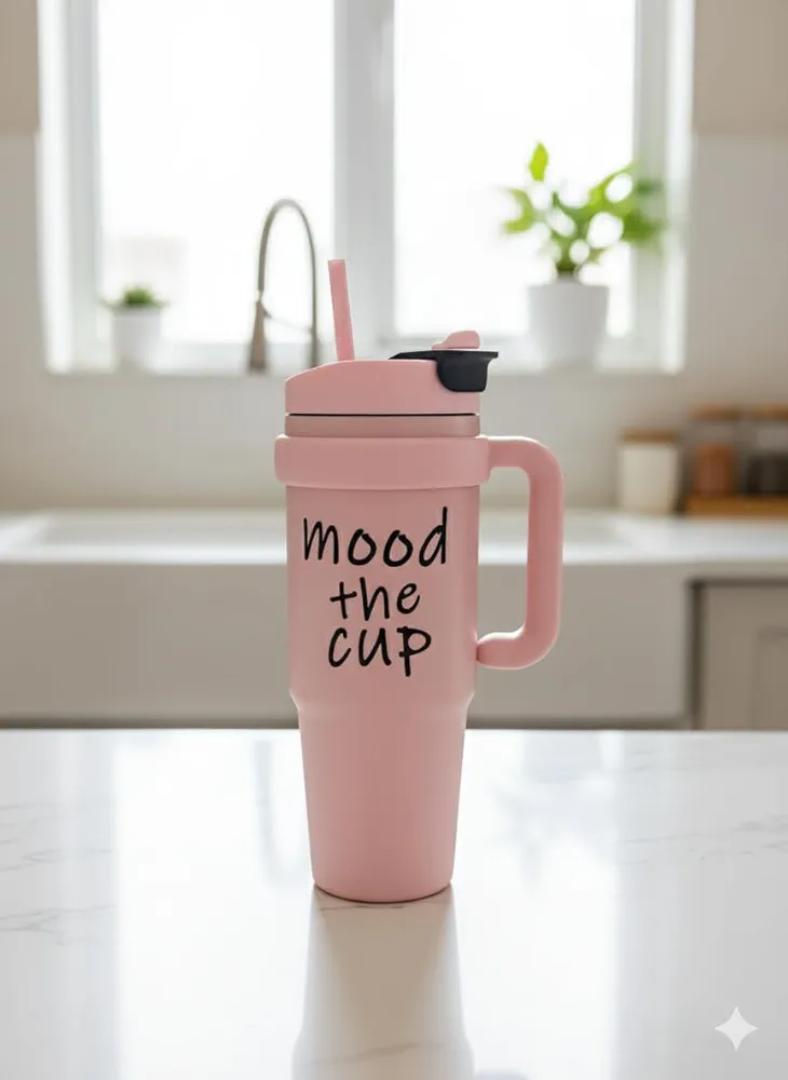 Stanley cup, MOOD Cup Tumbler – Stainless Steel Insulated Water Bottle | Keeps Drinks Hot & Cold for 12 Hours | Leakproof Travel Mug