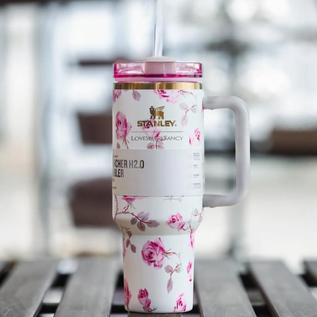 Stanley Cups flora colors Quencher: 40oz Insulated Tumbler Cup - Travel Coffee Cup - Stainless Steel Cups with Straw