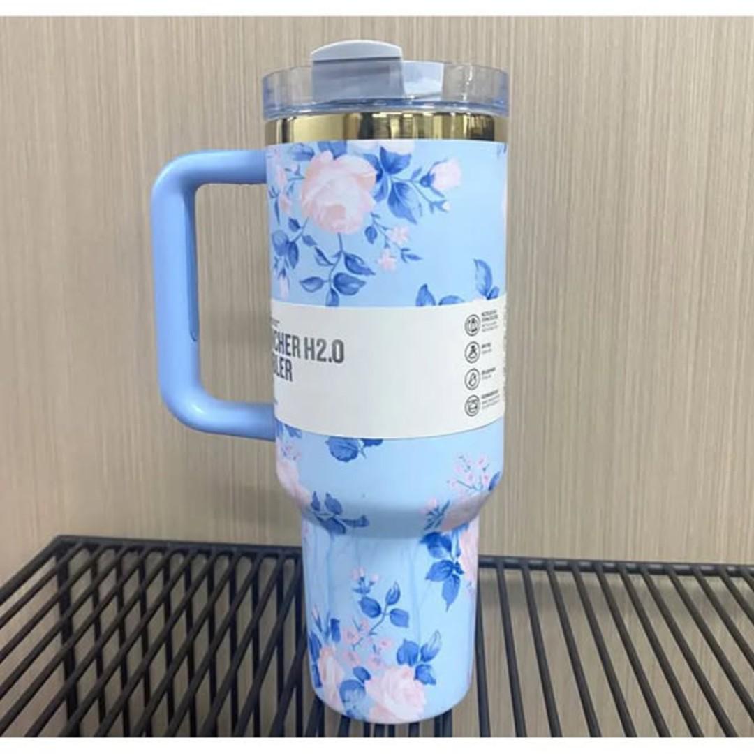 Stanley Cups flora colors Quencher: 40oz Insulated Tumbler Cup - Travel Coffee Cup - Stainless Steel Cups with Straw