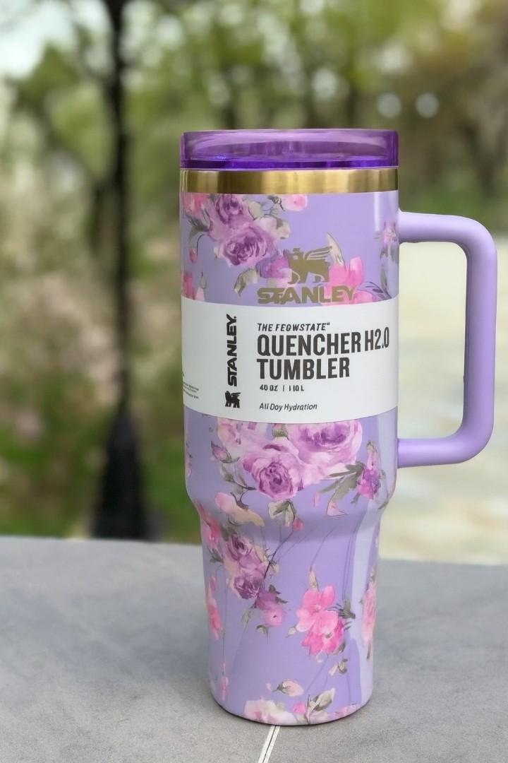 Stanley Cups flora colors Quencher: 40oz Insulated Tumbler Cup - Travel Coffee Cup - Stainless Steel Cups with Straw