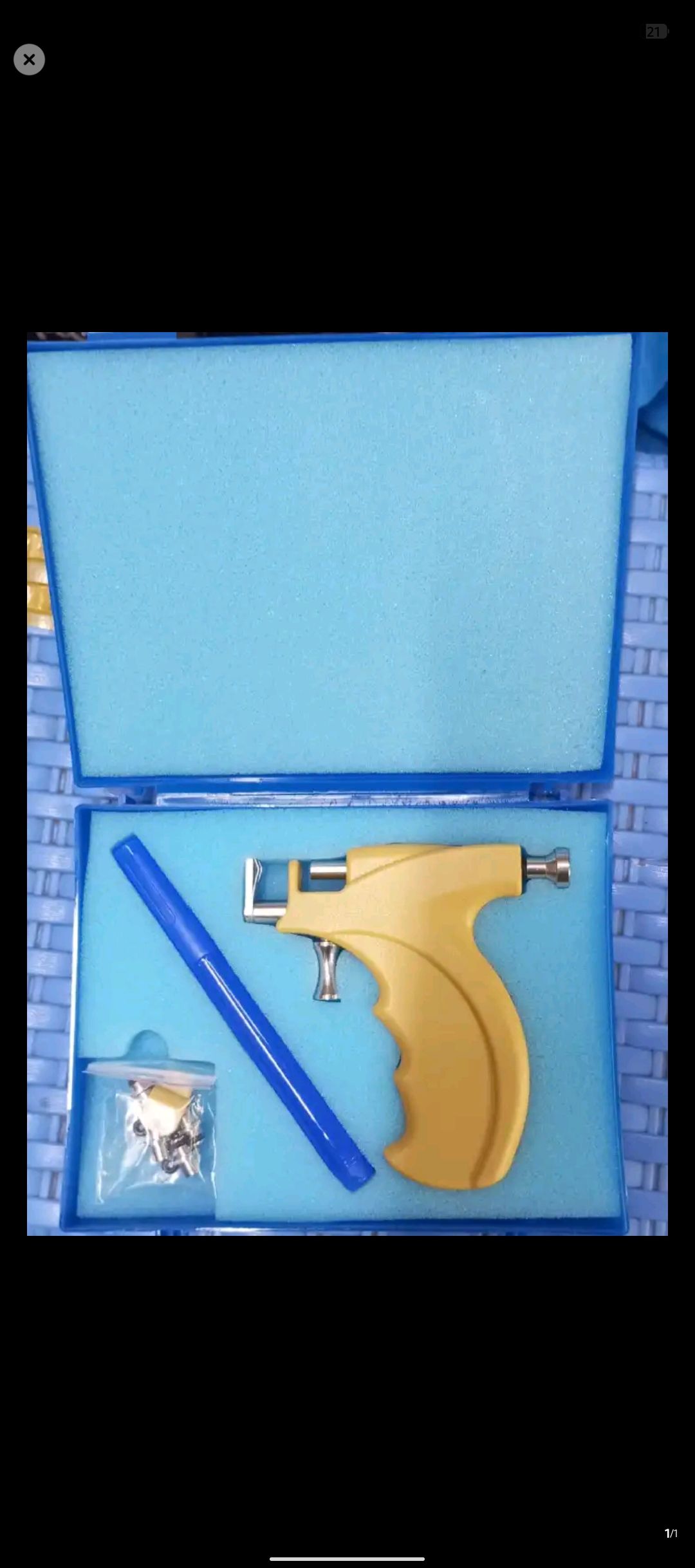 Professional Ear Piercing Gun Kit + 6 Pieces Caflon Stud Earrings | Safe & Easy Ear Piercing Tool(caflon gold shiny)