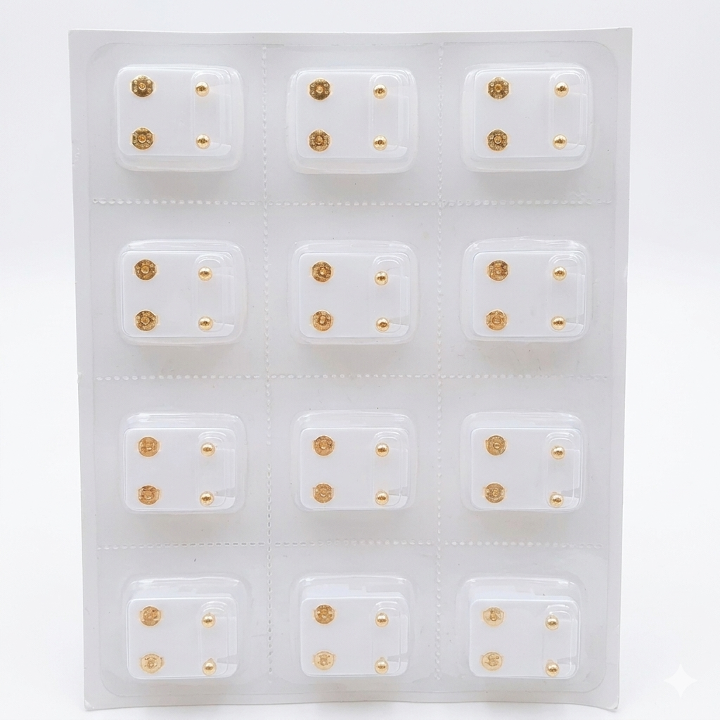 Professional Ear Piercing Gun Kit + 6 Pieces Caflon Stud Earrings | Safe & Easy Ear Piercing Tool(caflon gold shiny)