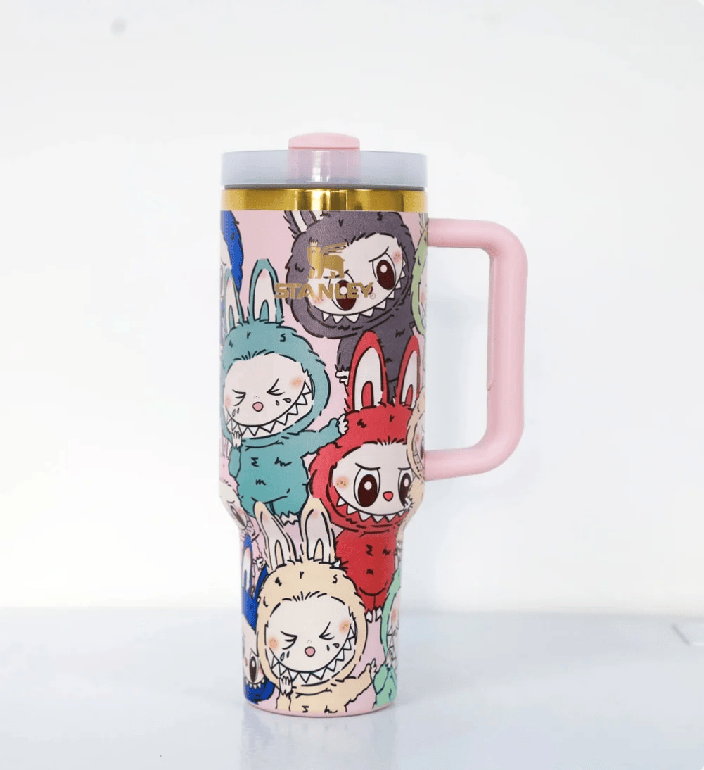 Stanley Cups flora colors Quencher: stanely cups,40oz Insulated Tumbler Cup - Travel Coffee Cup - Stainless Steel Cups with Straw