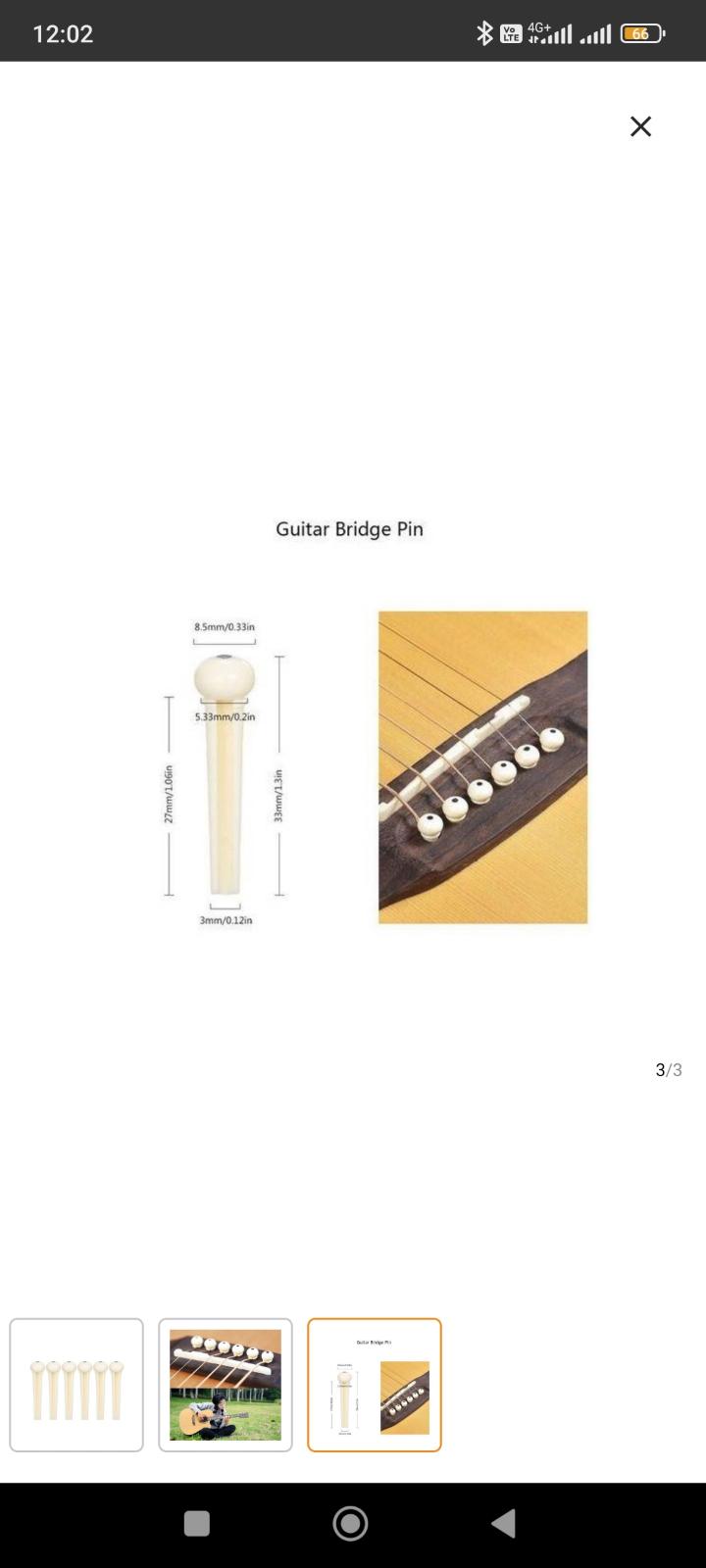 6 Guitar Bridge Pins