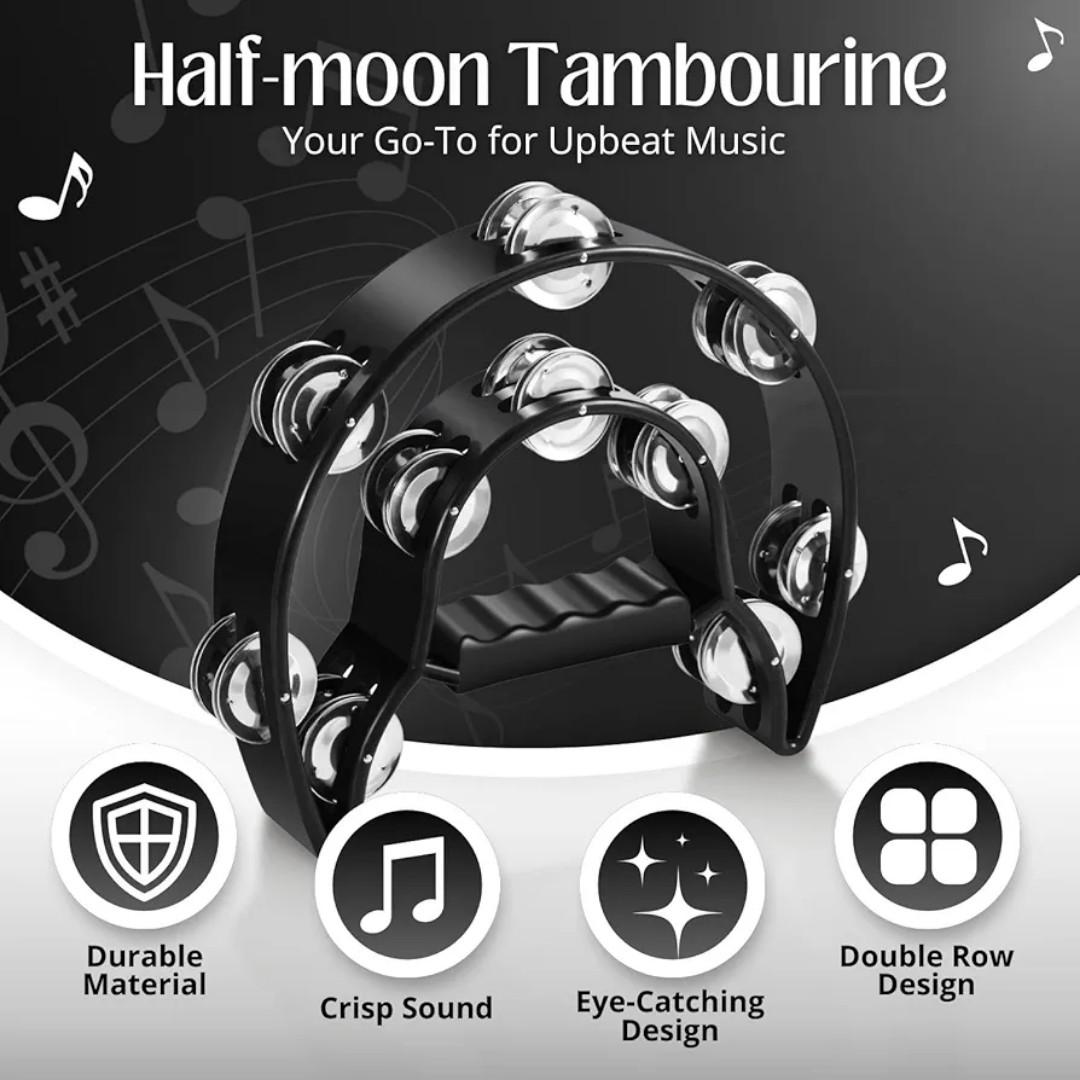 Classic Handheld Tambourine Half-Moon