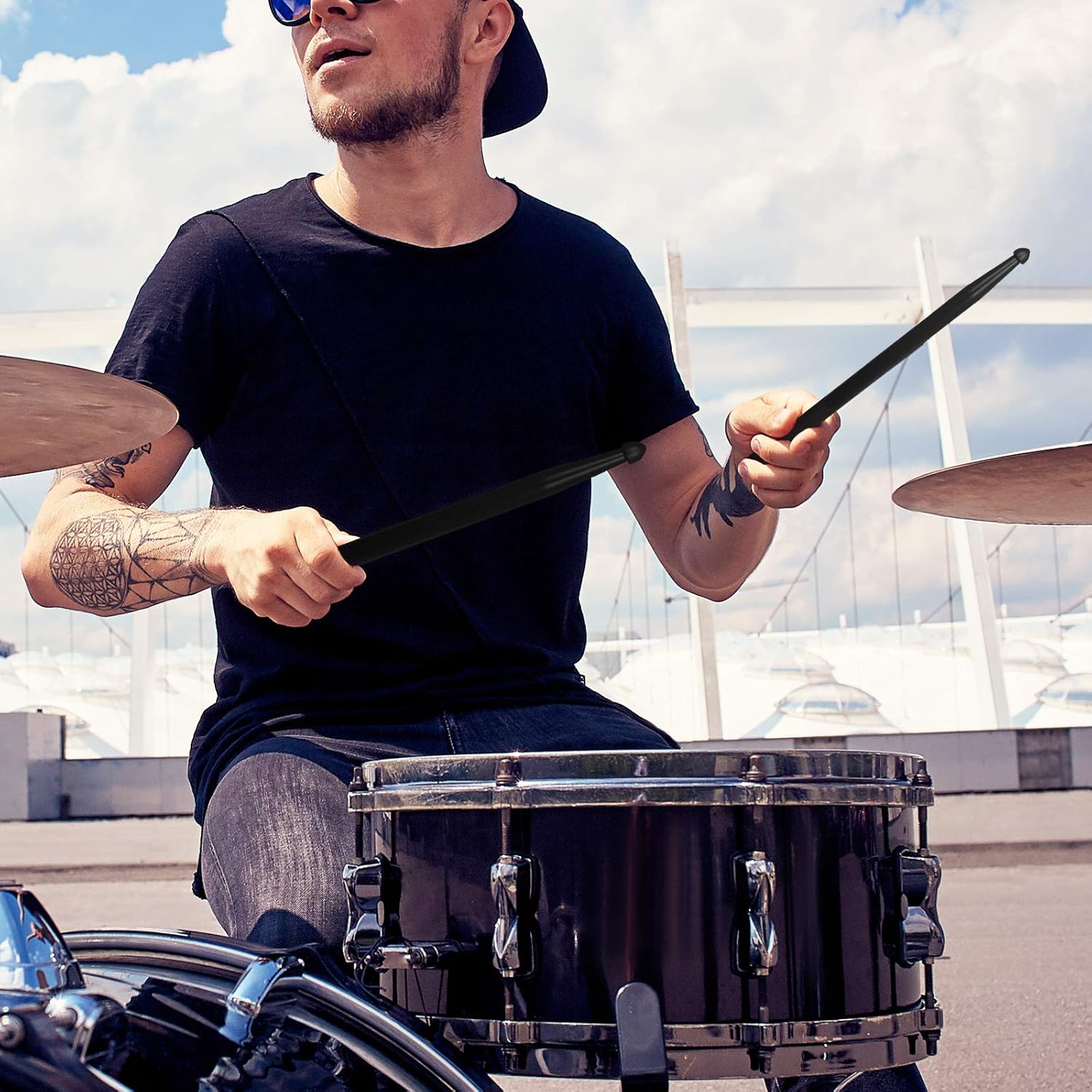 Nylon Drumsticks Exercise Plastic Drum Sticks Anti Slip Handles Drum Sticks Musical Instrument Percussion Accessories