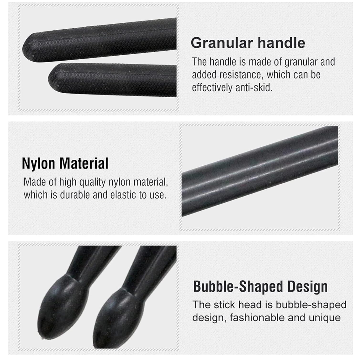 Nylon Drumsticks Exercise Plastic Drum Sticks Anti Slip Handles Drum Sticks Musical Instrument Percussion Accessories