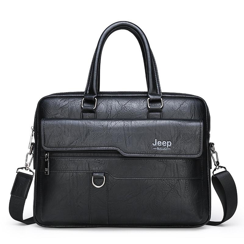 Luxury Men's Handbag PU Leather Briefcase for Laptop Messenger Shoulder Bag Business Portfolio For A4 Document 14 Inch Laptop Bag Office Handbag