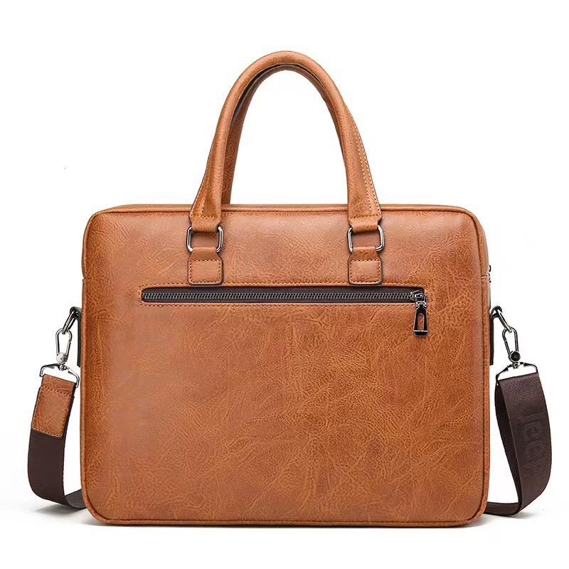 Luxury Men's Handbag PU Leather Briefcase for Laptop Messenger Shoulder Bag Business Portfolio For A4 Document 14 Inch Laptop Bag Office Handbag
