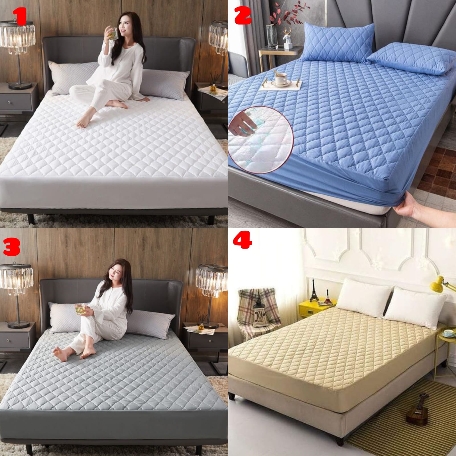 Quilted Mattress Protectors Water proof Mattress Protectors Anti Dust Cotton Comfort Mattress Protectors 4*6 5*6 6*6