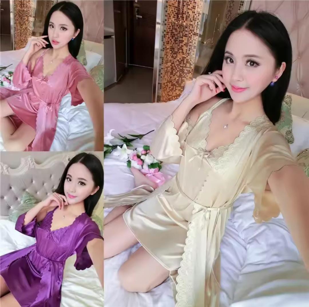 2pcs/Set 35-90Kg  free size Sexy lace Women Nightwear Nightdress Sleepwear Sleeping Night Dress with Gowns Ladies