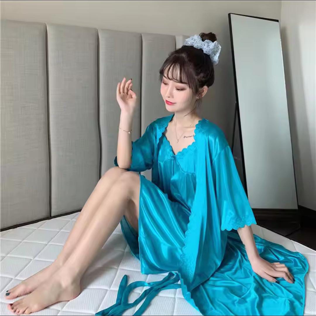 2pcs/Set 35-90Kg  free size Sexy lace Women Nightwear Nightdress Sleepwear Sleeping Night Dress with Gowns Ladies