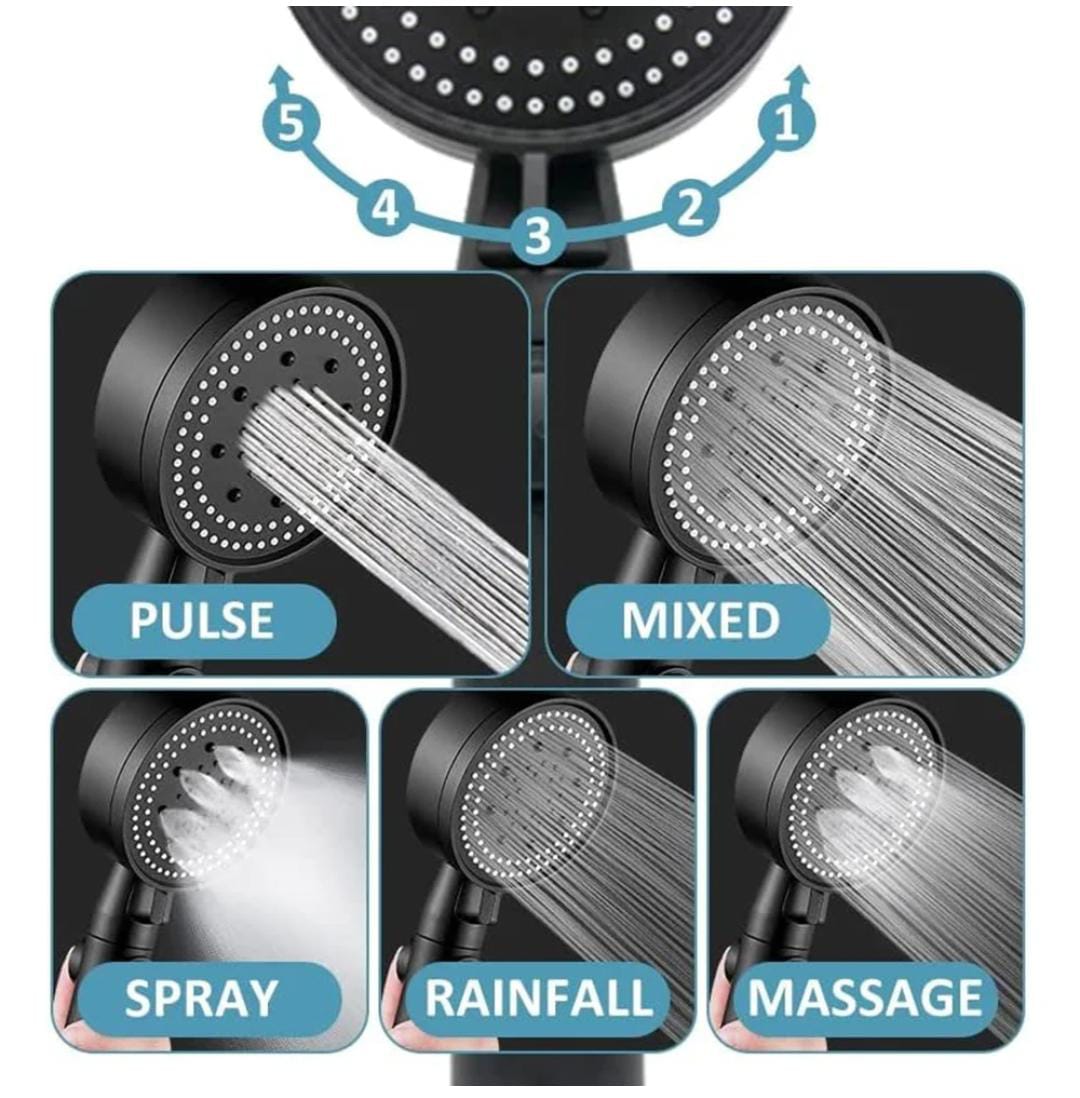 Turbo charged water saving shower head. ✅High density filtration can filter impurities in water. ✅pressurized dichlorination, one key water stop.