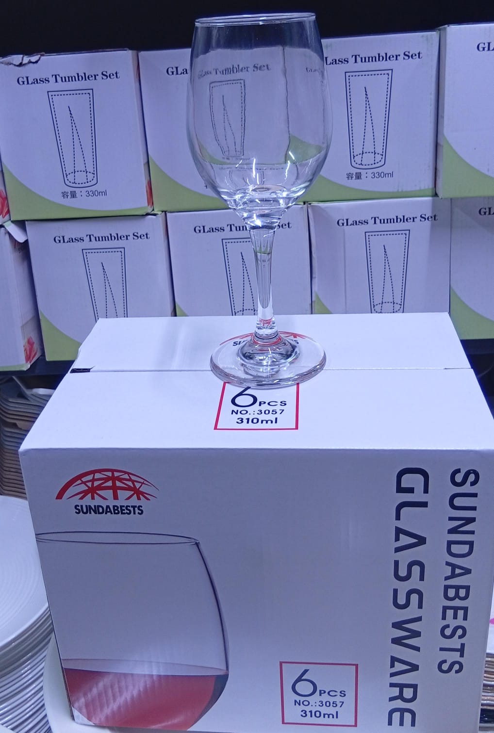 🦋🎀SUNDABESTS 6pcs set wine glasses☀️Classic wine shape is crafted with pulled stem and fire-polished rim. Machine-made using the latest technology to resemble the quality of hand-blown stemware