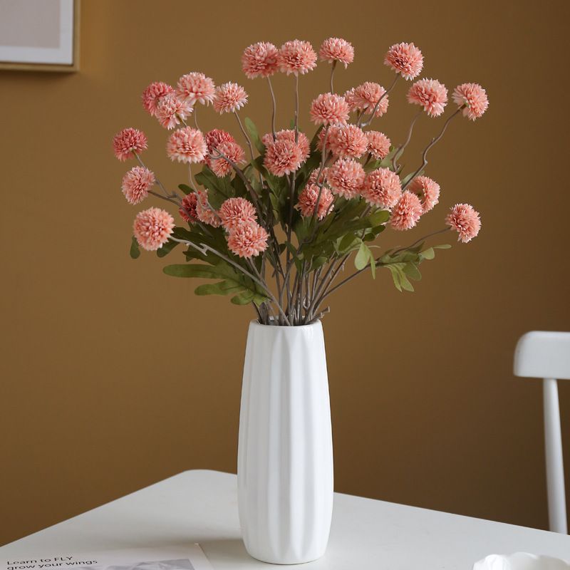 Mini Raw Silk Artificial Flower 5 Head Dandelion Ball Chrysanthemum Hotel Home Wedding Party Christmas Decoration