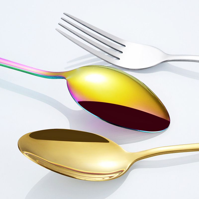 10Pcs Set Dinnerware Portable Printed 304 Stainless Steel Spoon Fork Steak Knife Set Travel Cutlery Tableware with Bag