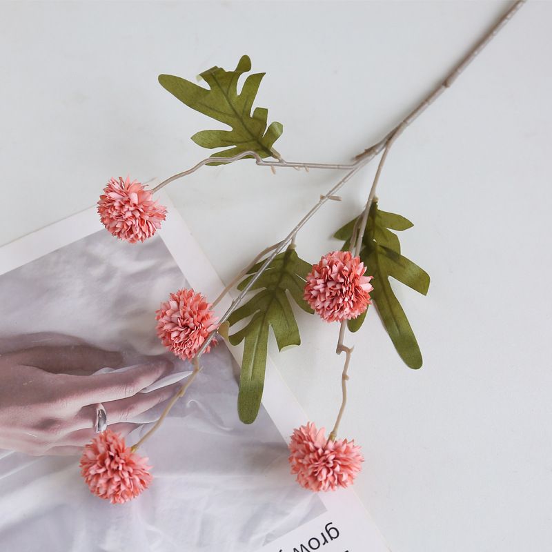 Mini Raw Silk Artificial Flower 5 Head Dandelion Ball Chrysanthemum Hotel Home Wedding Party Christmas Decoration