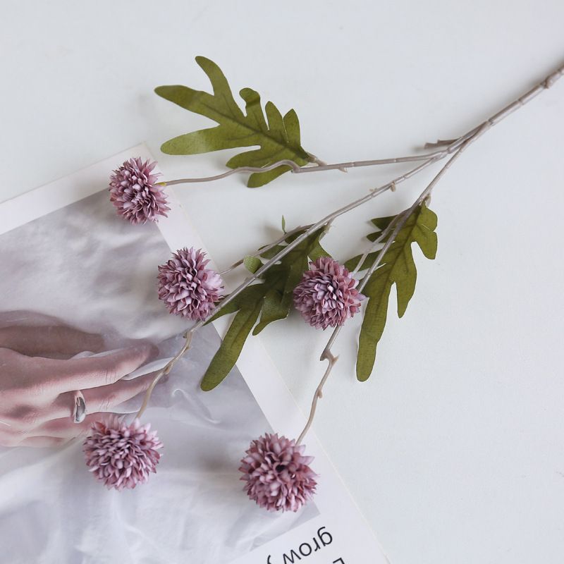 Mini Raw Silk Artificial Flower 5 Head Dandelion Ball Chrysanthemum Hotel Home Wedding Party Christmas Decoration